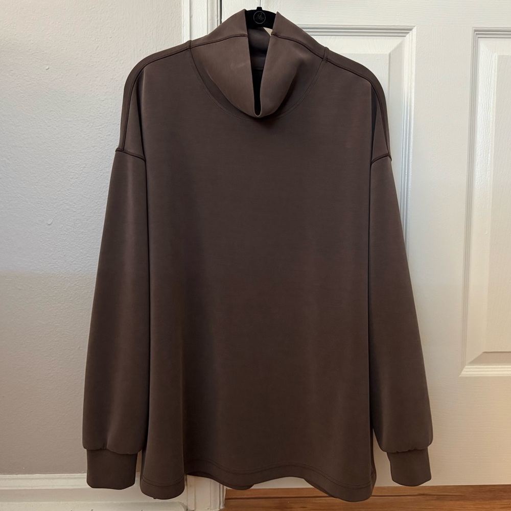 Lululemon Softstreme Funnel-Neck Long Pullover Oversized Tunic Shirt L Brown - Picture 2 of 4